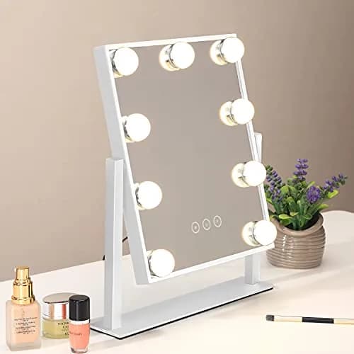 NUSVAN Vanity Mirror with Lights, Makeup Mirror, 3 Color Modes, 10X Magnification, Touch Control, 360° Rotation, White thumbnail 8