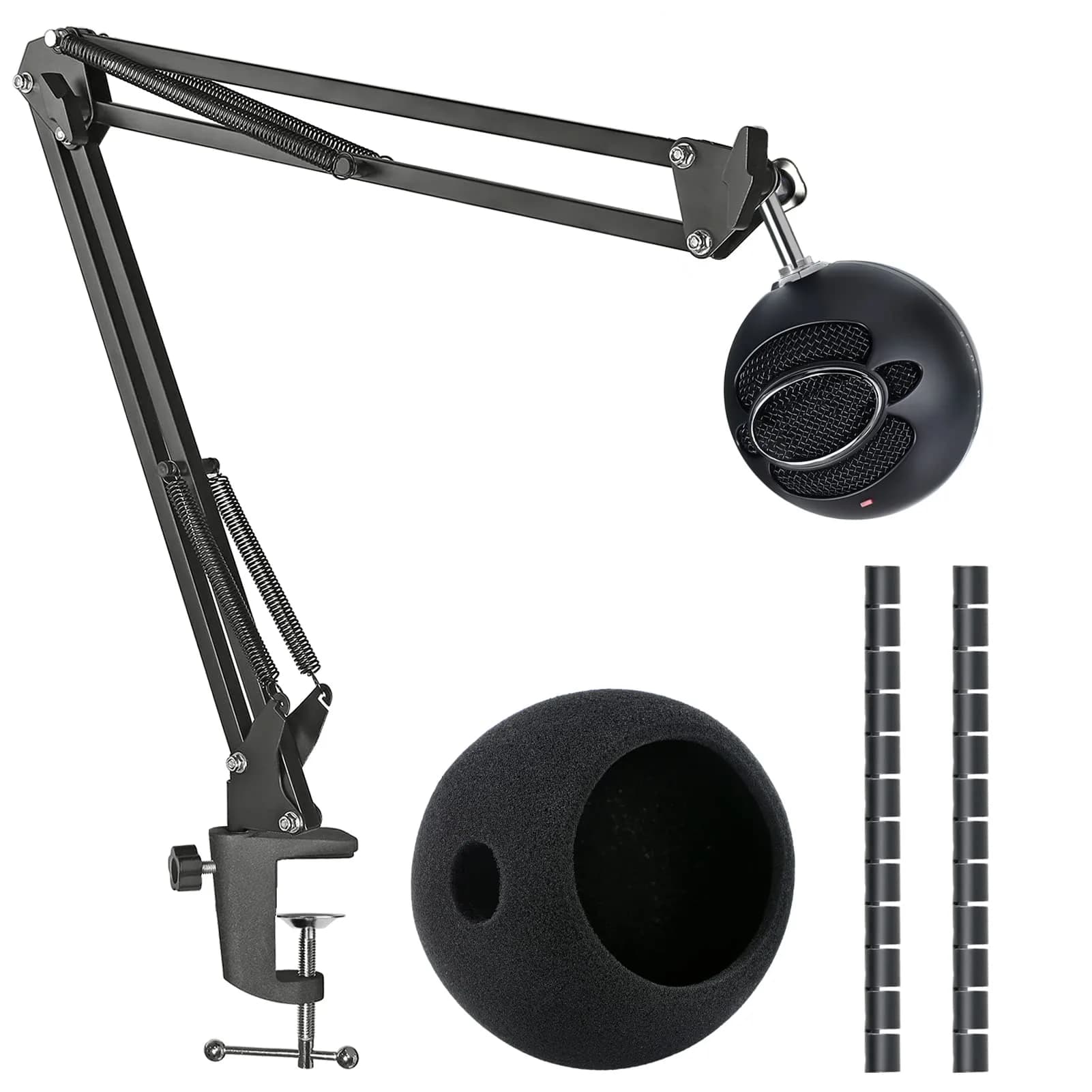 SUNMON Snowball iCE Mic Boom Arm Stand with Pop Filter, 26.8 inches | Compatible with Blue Snowball Ice USB Mic — Mic Stand with Pop Filter and Cable Sleeve