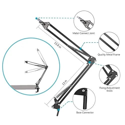 SUNMON Snowball iCE Mic Boom Arm Stand with Pop Filter, 26.8 inches | Compatible with Blue Snowball Ice USB Mic thumbnail 3