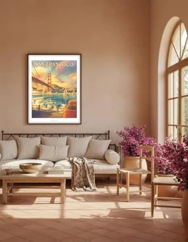 Pacifica Island Art Golden Gate Bridge Wood Sign 20cm x 30cm (8" x 12") | Vintage Travel Art thumbnail 5