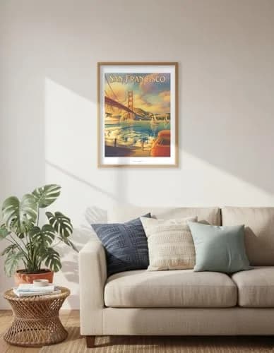 Pacifica Island Art Golden Gate Bridge Wood Sign 20cm x 30cm (8" x 12") | Vintage Travel Art thumbnail 6