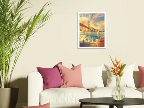 Pacifica Island Art Golden Gate Bridge Wood Sign 20cm x 30cm (8" x 12") | Vintage Travel Art thumbnail 3