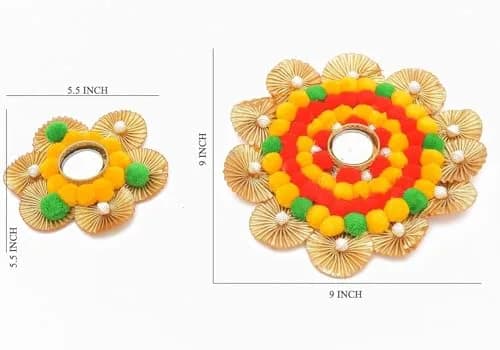 Sanvatsar Decorative Rangoli Set of 7 | Floral Tea Light Holders for Home & Festivals thumbnail 2