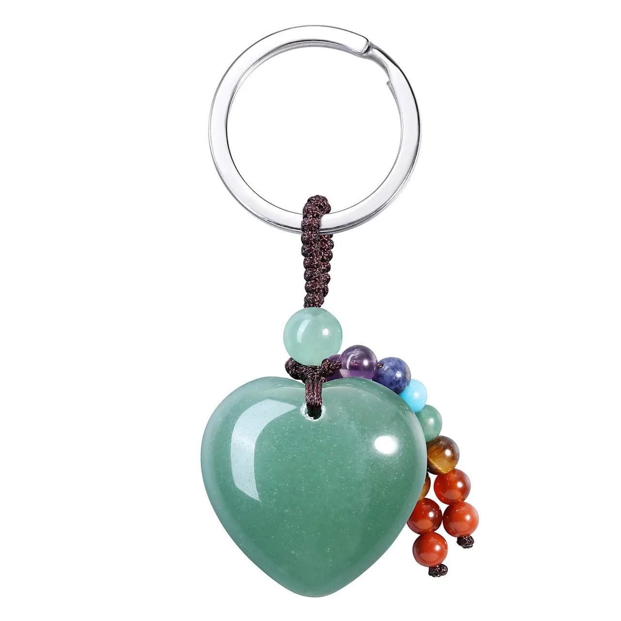 MANIFO Natural Green Aventurine Heart Crystal Keychain 7 Chakra Healing Gemstone Key Ring Charm for Women