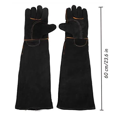 Less bad Animal Handling Gloves Reinforced Protection 60 cm (23.6 in) | Bite & Scratch Proof Cowhide thumbnail 2