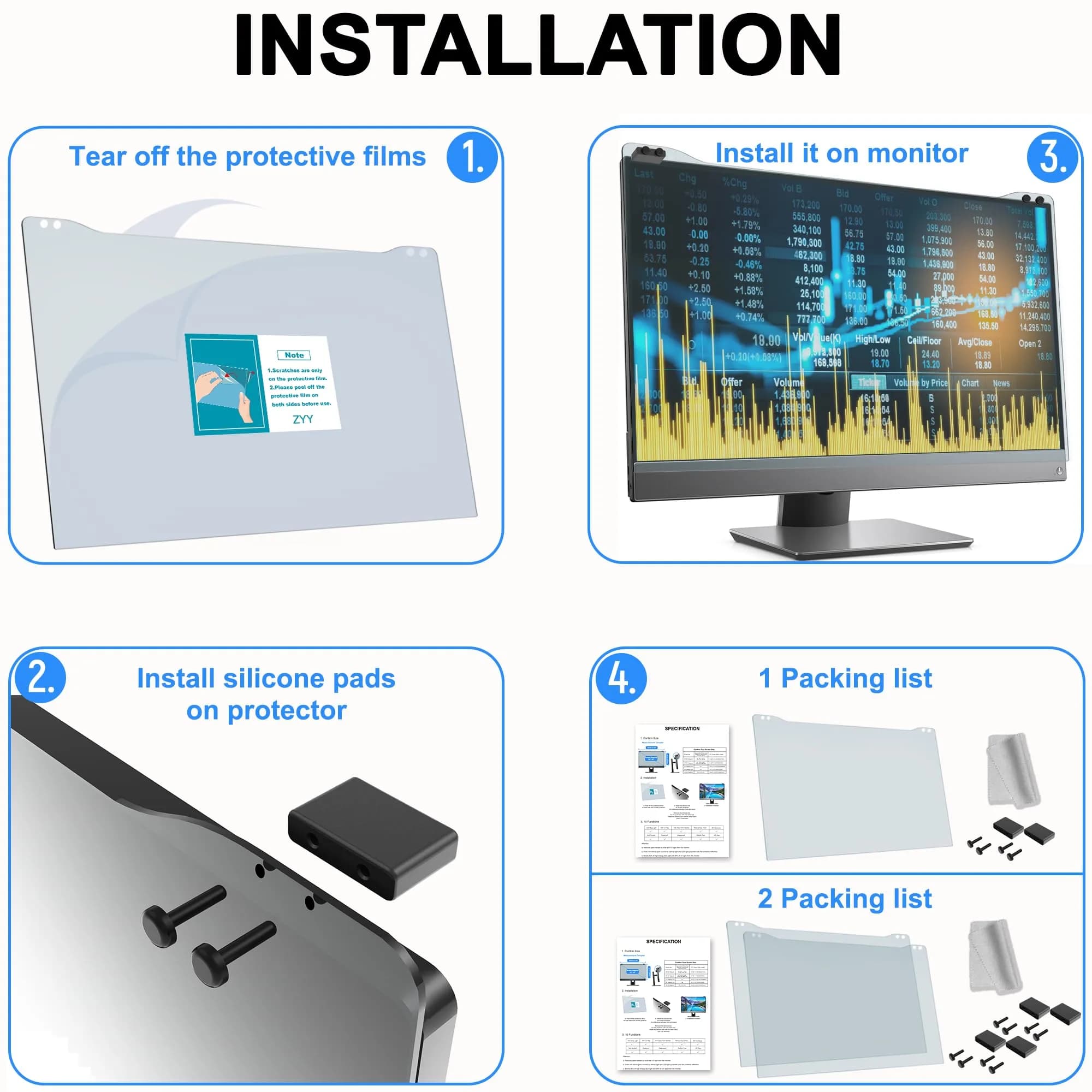 ZYY Anti Blue Light Screen Protector for 30-32 Inch Monitors | Blocks 99% UV, 90%+ Blue Light - view 7