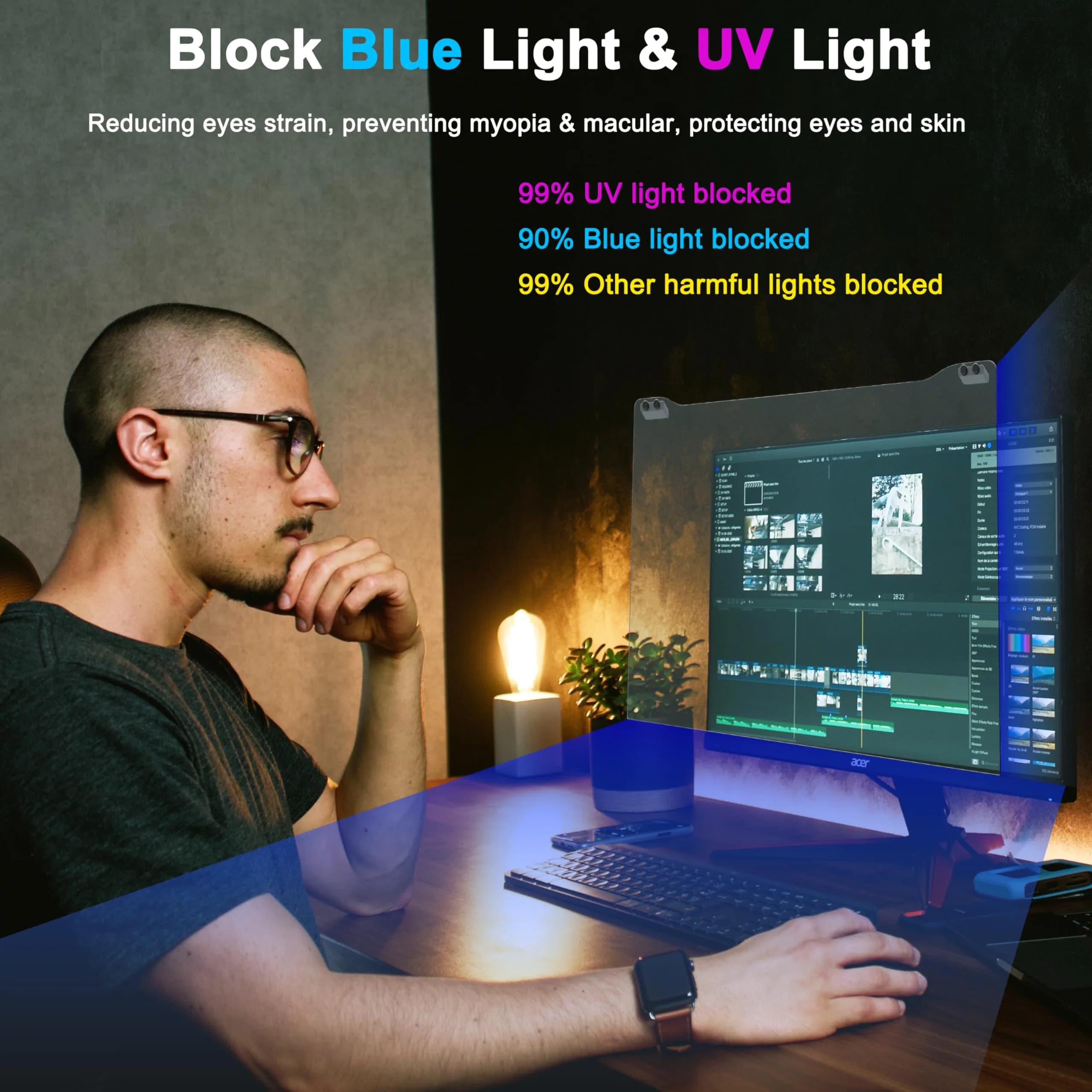 ZYY Anti Blue Light Screen Protector for 30-32 Inch Monitors | Blocks 99% UV, 90%+ Blue Light - view 3