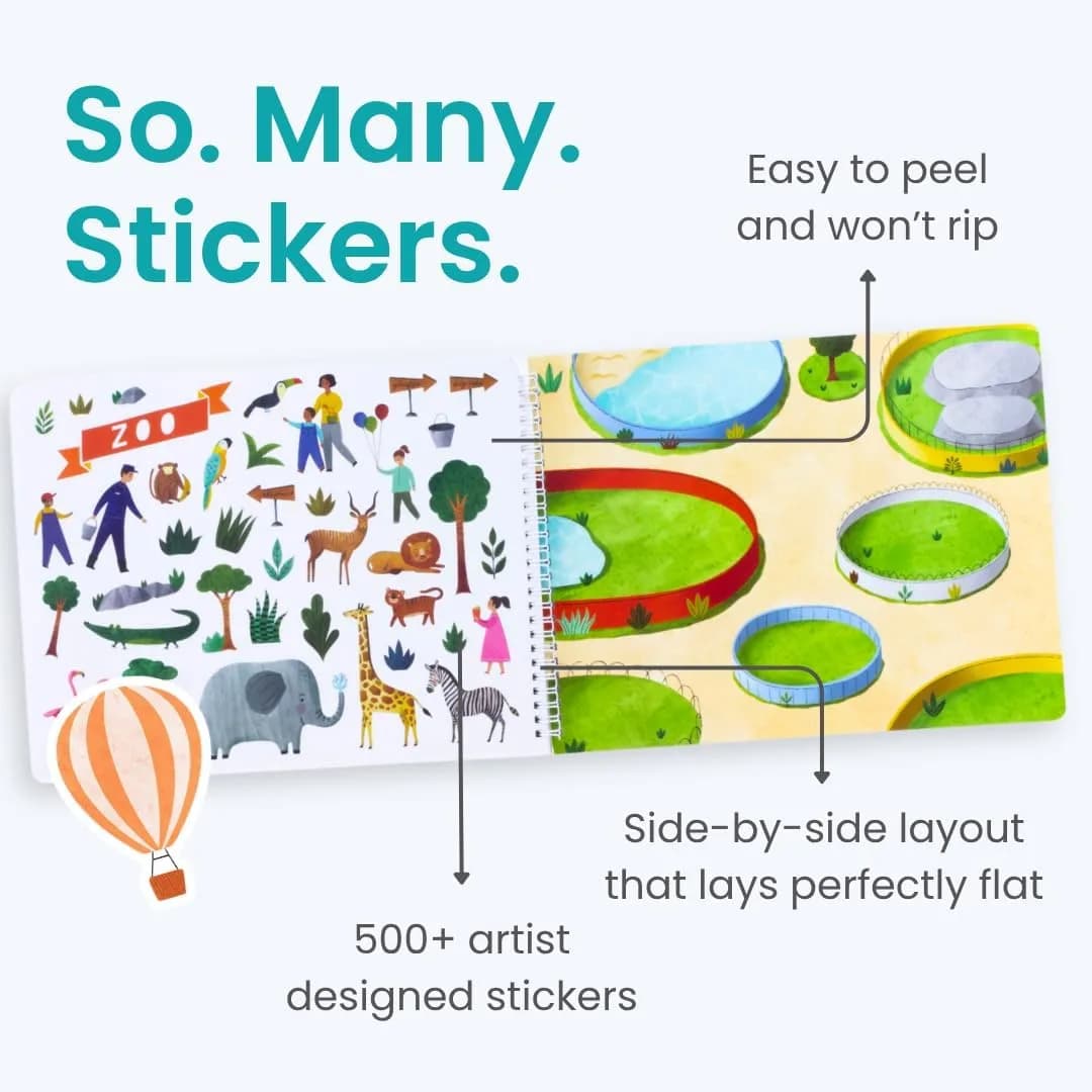 CUPKIN All Around Town Sticker Book with Spiral Binding | Toddler Travel Activity for Ages 2-8 - view 6