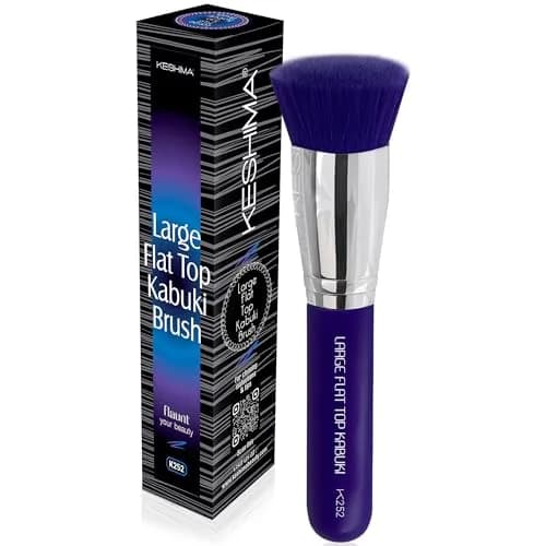 Keshima Large Flat Top Kabuki Foundation Brush, Neon Purple Makeup Brush | Synthetic Flat Top Face Brush for Liquid & Powder Foundations thumbnail 1