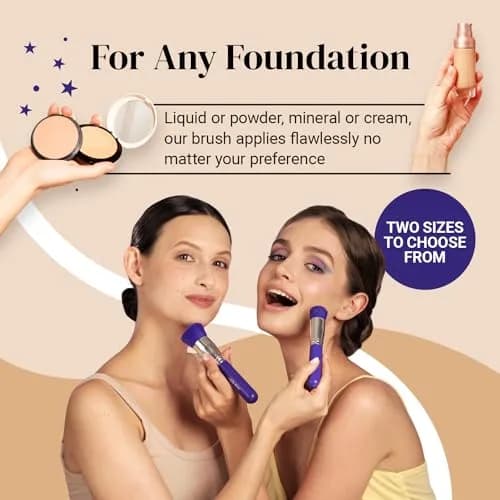 Keshima Large Flat Top Kabuki Foundation Brush, Neon Purple Makeup Brush | Synthetic Flat Top Face Brush for Liquid & Powder Foundations thumbnail 5