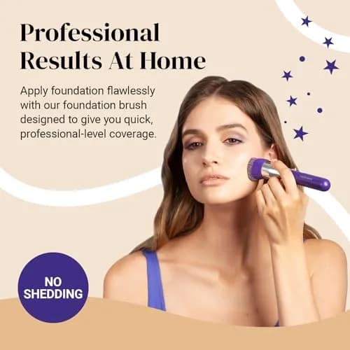 Keshima Large Flat Top Kabuki Foundation Brush, Neon Purple Makeup Brush | Synthetic Flat Top Face Brush for Liquid & Powder Foundations thumbnail 2