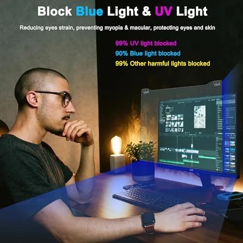 ZYY 28 Inch Anti Blue Light Screen Protector | Blocks 99% UV, 90%+ Blue Light thumbnail 3