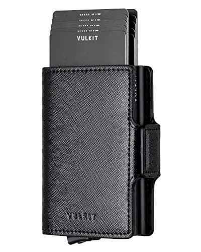 VULKIT Automatic Pop Up Double Card Holder | RFID Blocking Leather Wallet with Magnetic Closure (Cross Black) thumbnail 1