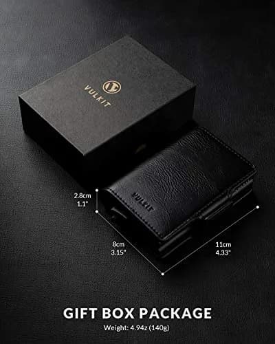VULKIT Credit Card Holder RFID Blocking Leather Wallet 11x8x2.8cm | Pop-Up Double Card Case for Men & Women thumbnail 6