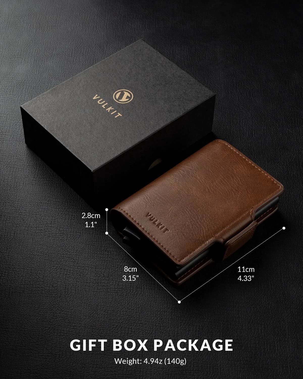 VULKIT Credit Card Holder RFID Blocking Leather Wallet 11x8x2.8cm | Automatic Pop Up Double Card Case thumbnail 6