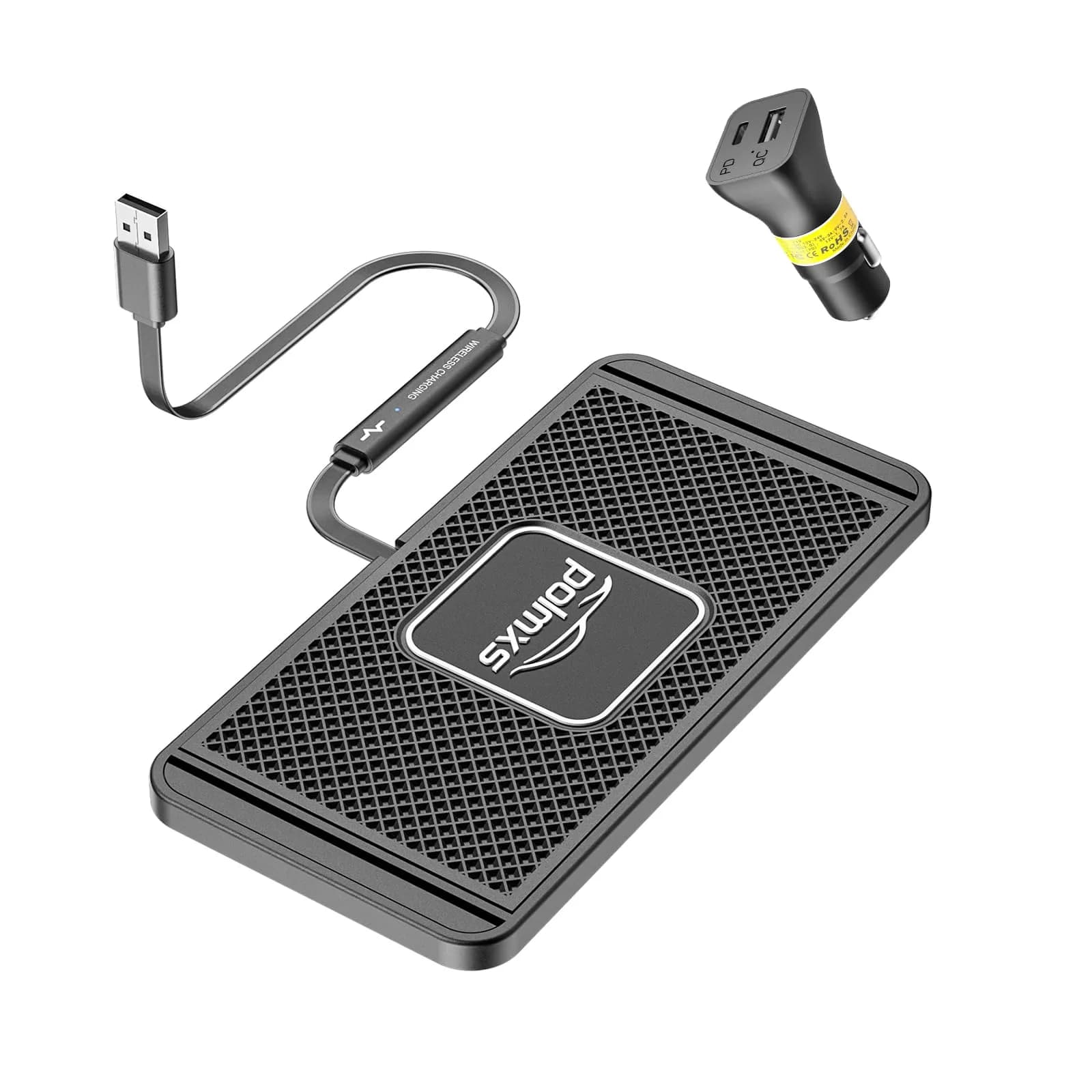 POLMXS 10W Fast Wireless Car Charger Pad with 30cm Cable | Qi-Certified for iPhone & Galaxy - main product image