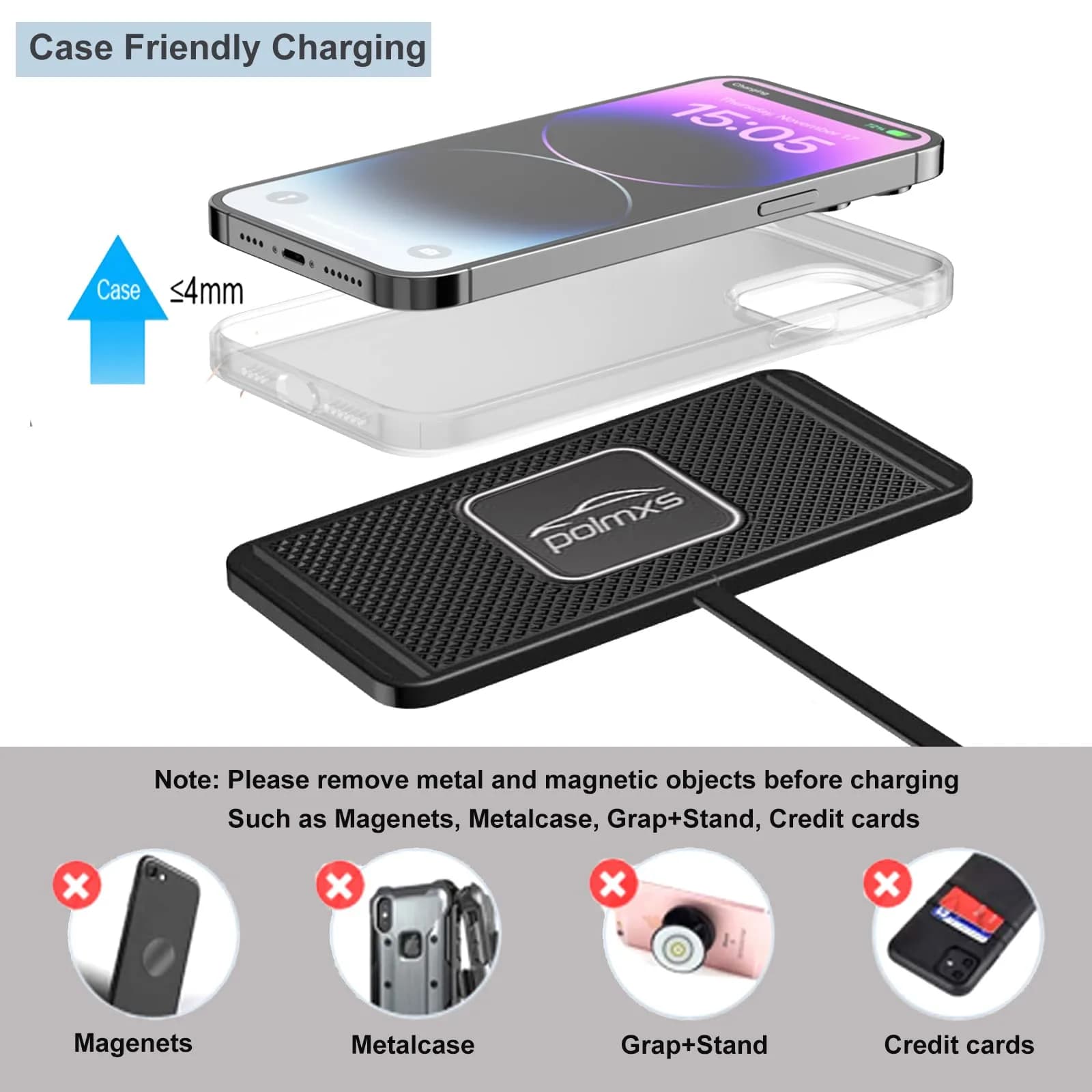 POLMXS 10W Fast Wireless Car Charger Pad with 30cm Cable | Qi-Certified for iPhone & Galaxy - view 6