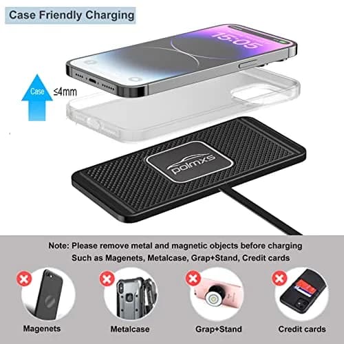POLMXS 10W Fast Wireless Car Charger Pad with 30cm Cable | Qi-Certified for iPhone & Galaxy thumbnail 6