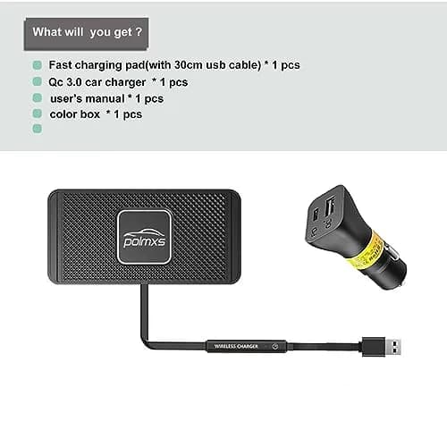 POLMXS 10W Fast Wireless Car Charger Pad with 30cm Cable | Qi-Certified for iPhone & Galaxy thumbnail 7