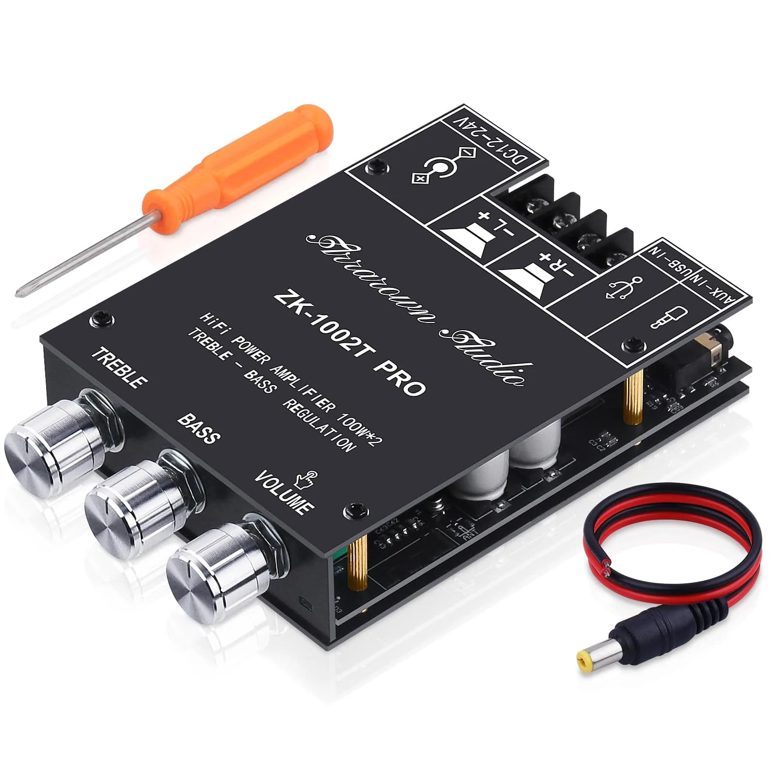 ARRAROWN ZK-TB21 2.1 Channel Bluetooth 5.0 Amplifier Board 100W+100W Max 200W AMP | HiFi Stereo Audio Power Amplifier Module with Treble Bass Control — ZK-1002T RPO