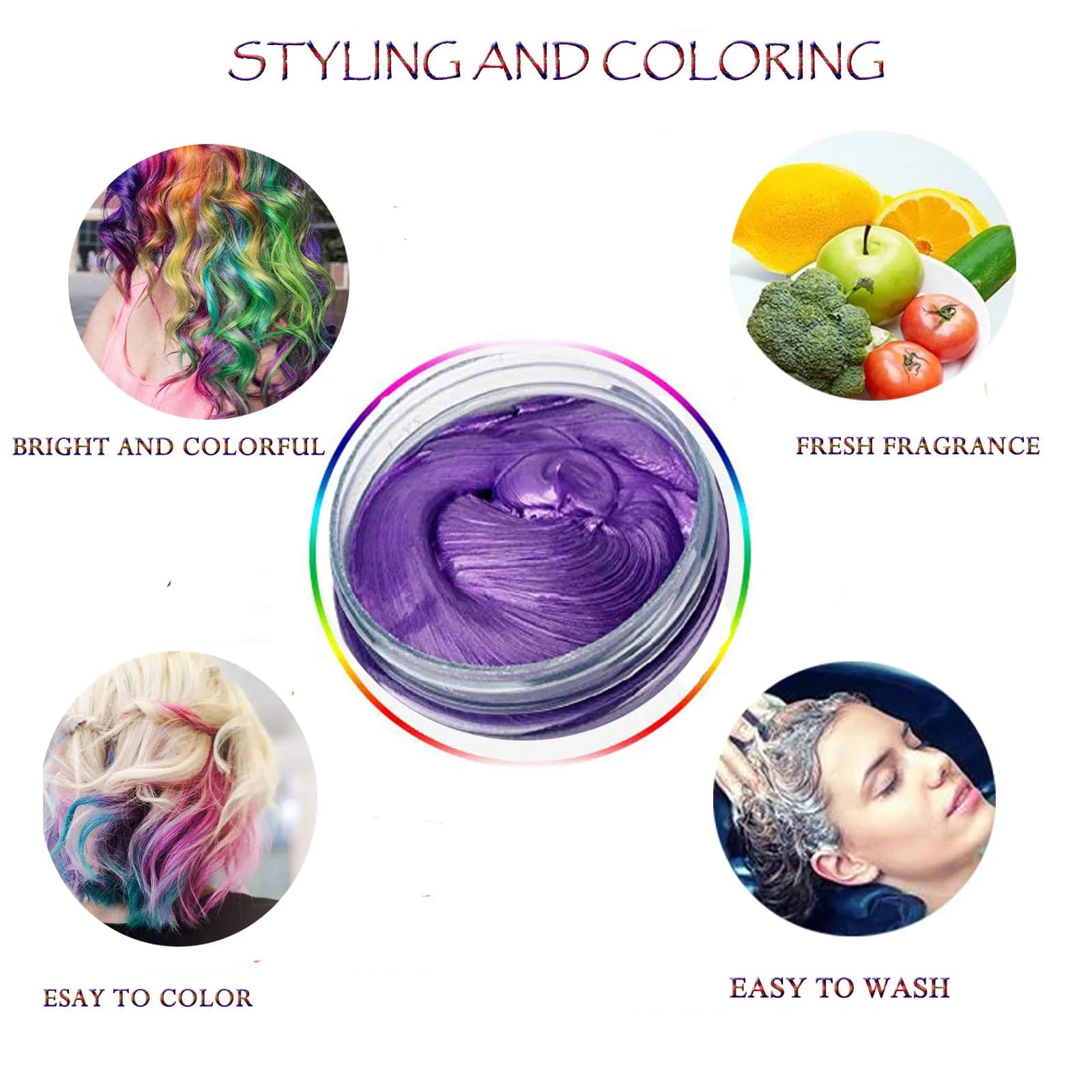 SWAKER Purple Hair Color Wax 130ml (4.23 oz) - Temporary Styling Cream for Vibrant Purple Hair - view 3