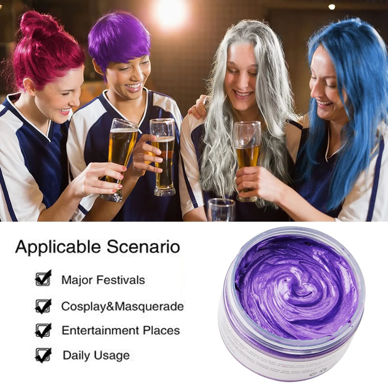 SWAKER Purple Hair Color Wax 130ml (4.23 oz) - Temporary Styling Cream for Vibrant Purple Hair - view 4