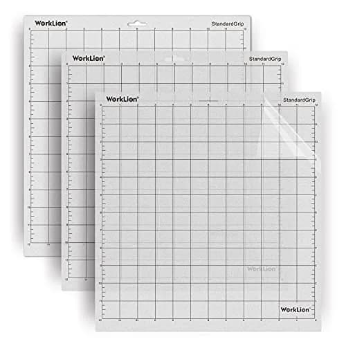 WORKLION Transparent Cutting Mat for Silhouette Cameo 30.5x30.5cm (12x12 inch, 3 Mats) | Standard Grip Craft Mat for Vinyl and Paper thumbnail 1