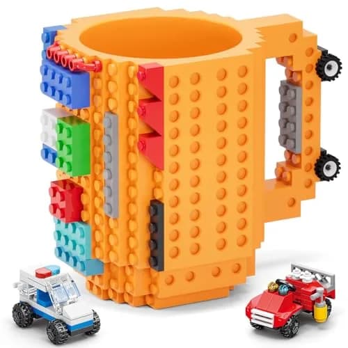 DAYMOO Build-on Brick Mug Set with 2 Random Packs of 2-in-1 Bricks | Creative Novelty Coffee Mug for Kids & Adults (70-120 chars) thumbnail 1