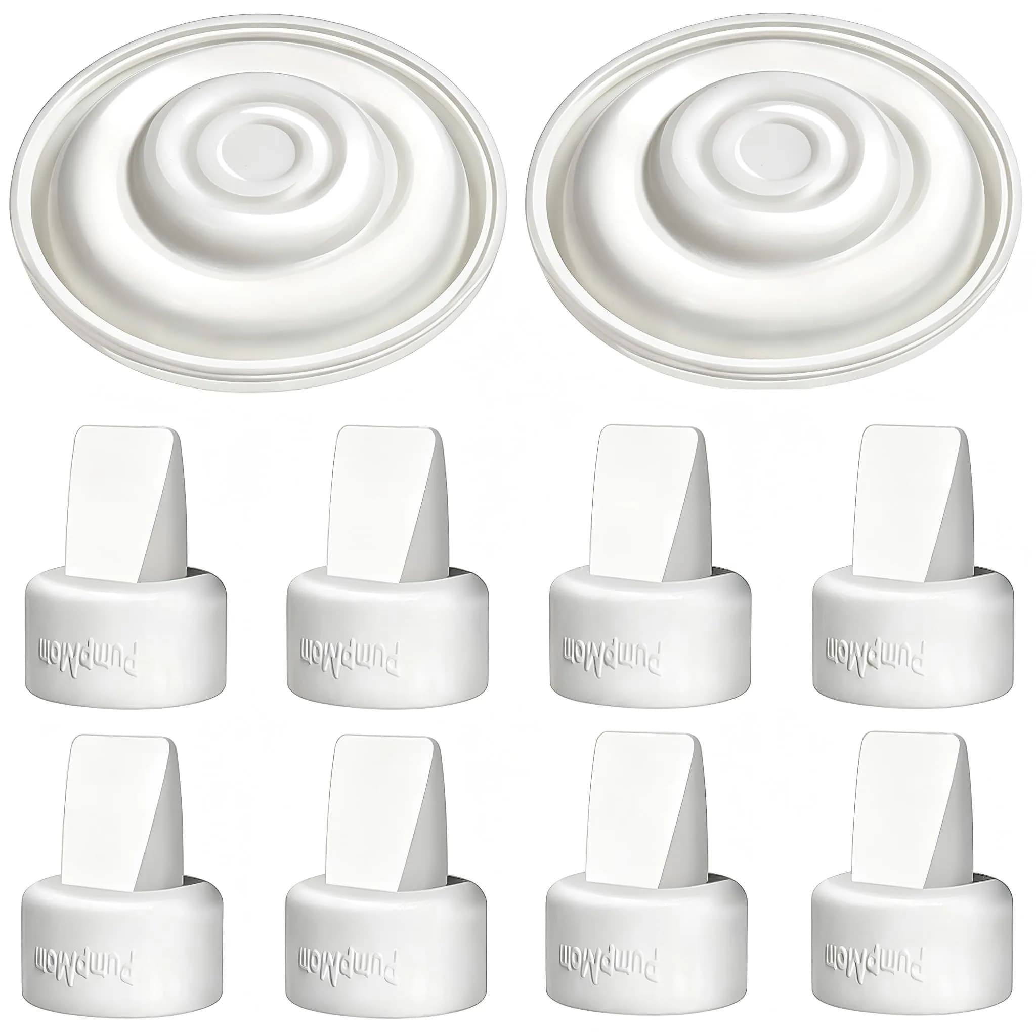 PUMPMOM-US 8 Duckbill Valves & 2 Membranes for Spectra Breast Pump | Silicone, Compatible with S2/S1/9 Plus — Green,white