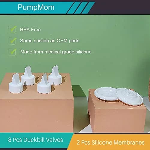 PUMPMOM-US 8 Duckbill Valves & 2 Membranes for Spectra Breast Pump | Silicone, Compatible with S2/S1/9 Plus thumbnail 6