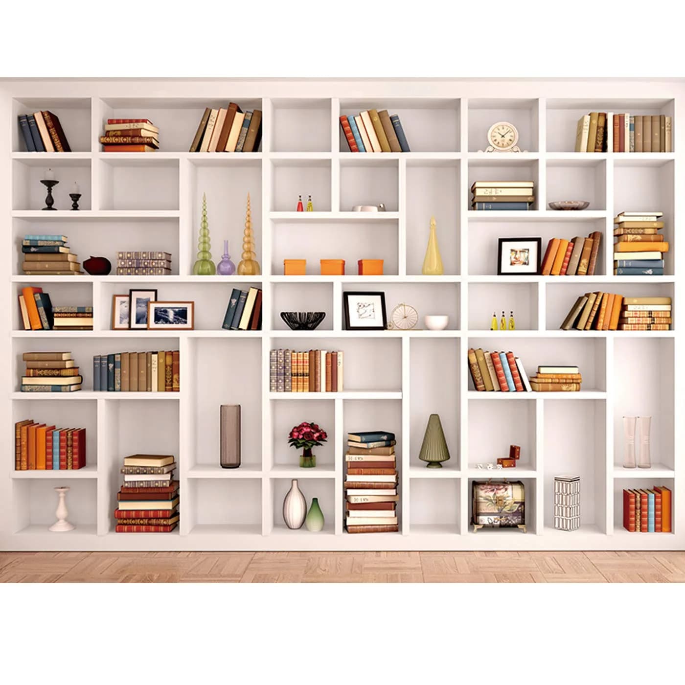 Maijoeyy White Bookshelf Backdrop 2.1m x 1.5m (7x5ft) | Professional Office & Home Studio Background — White