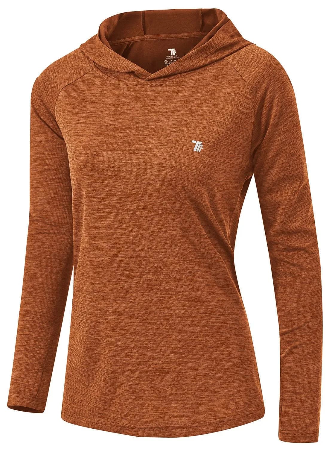 TBMPOY Womens UPF 50+ Sun Protection Hoodie Shirt Long Sleeve Fishing Hiking Outdoor UV Shirt Lightweight Orange L — 9-orange