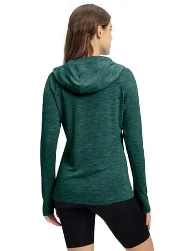 TBMPOY Womens UPF 50+ Sun Protection Hoodie Shirt Long Sleeve Fishing Hiking Outdoor UV Shirt Lightweight Blackish Green L thumbnail 6