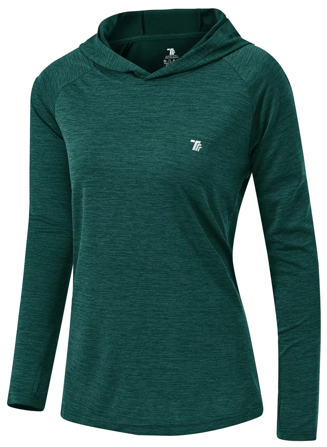 TBMPOY Womens UPF 50+ Sun Protection Hoodie Shirt Long Sleeve Fishing Hiking Outdoor UV Shirt Lightweight Blackish Green L - main product image