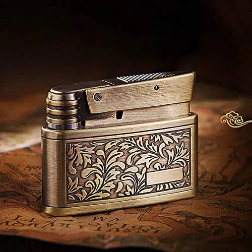 YANCONG Vintage Trench Lighter, Handmade Copper Antique Windproof Novelty Gift (Golden) | Reusable Collectible thumbnail 3