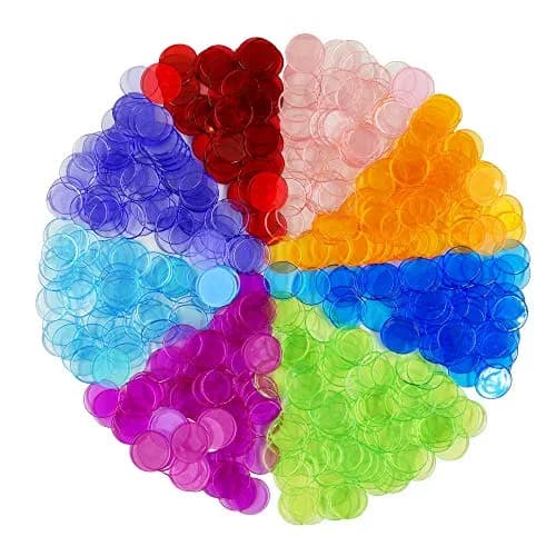 Hebayy 250 Transparent 8 Color Bingo Chips | 3/4 inch Plastic Markers for Kids & Bingo Night thumbnail 4