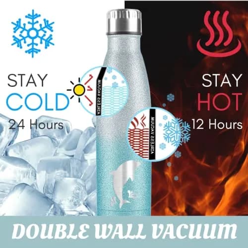 Onebttl Glitter Dolphin Tumbler 500ml (17oz) | Insulated Stainless Steel Bottle thumbnail 6