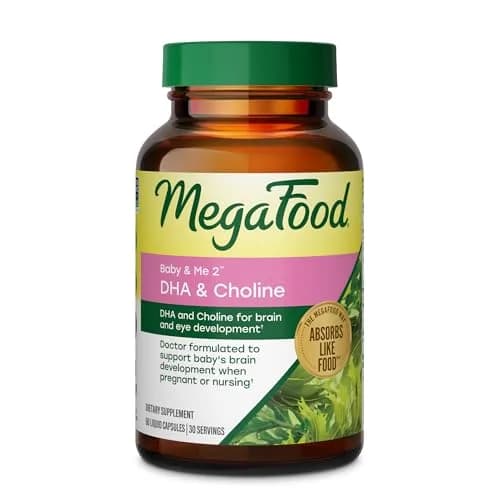 MegaFood Baby & Me 2 Prenatal Vitamins for Women, DHA & Choline Supplements, Liquid Vegan Capsules (60 Count) | Doctor-Formulated for Baby's Brain and Eye Development thumbnail 1