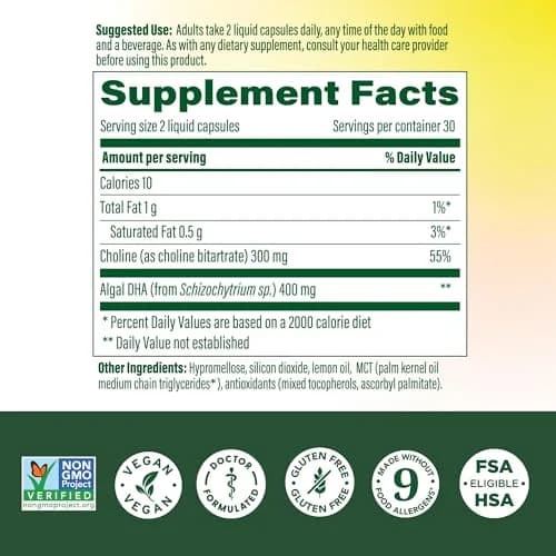 MegaFood Baby & Me 2 Prenatal Vitamins for Women, DHA & Choline Supplements, Liquid Vegan Capsules (60 Count) | Doctor-Formulated for Baby's Brain and Eye Development thumbnail 3