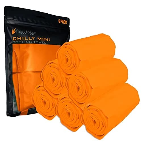 FROGG TOGGS Chilly Mini Cooling Neck Towel, Orange - 6 Pack, 74cm (29") x 7.6cm (3") | Hyper-Evaporative Cooling thumbnail 1