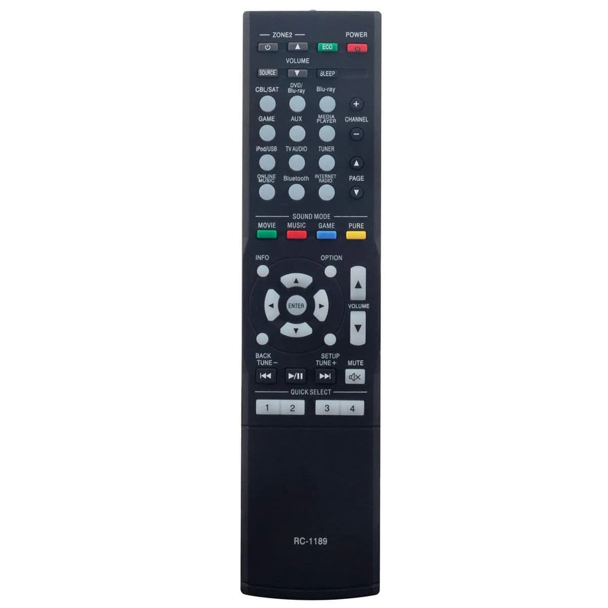 ZdalaMit RC-1189 Replacement Remote Control for Denon AV Receiver | No Programming Needed, Black - main product image