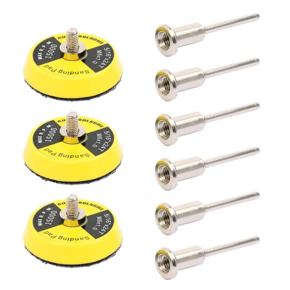 AUTOTOOLHOME 2 Inch Hook and Loop Sanding Pad with 1/8" Mandrel for Drill Rotary Tool | Durable Polyurethane, Quick Change, Ideal for Metal & Wood — 2 Inch