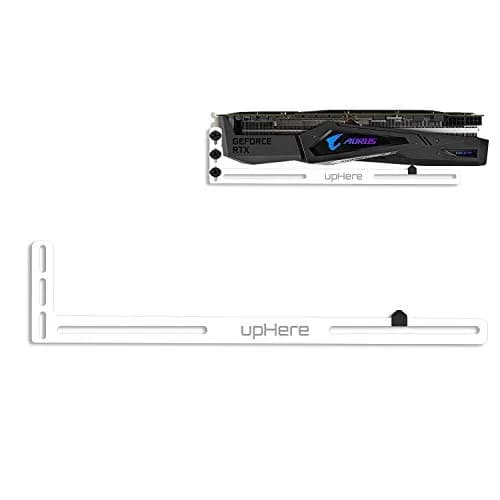 upHere White Graphics Card GPU Brace Support /Holster Bracket, Anodized Aerospace Aluminum, 10.5 * 2.5 * 0.5 Inches | Supports Single or Dual Slot Cards thumbnail 1