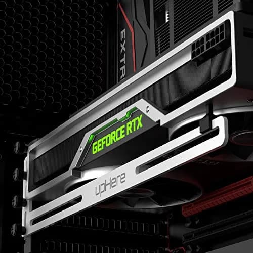 upHere White Graphics Card GPU Brace Support /Holster Bracket, Anodized Aerospace Aluminum, 10.5 * 2.5 * 0.5 Inches | Supports Single or Dual Slot Cards thumbnail 5