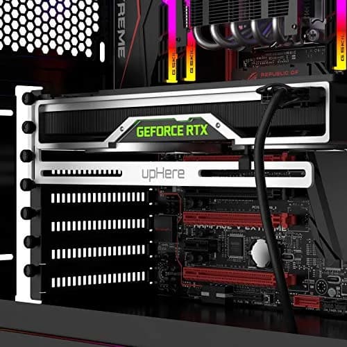 upHere White Graphics Card GPU Brace Support /Holster Bracket, Anodized Aerospace Aluminum, 10.5 * 2.5 * 0.5 Inches | Supports Single or Dual Slot Cards thumbnail 2