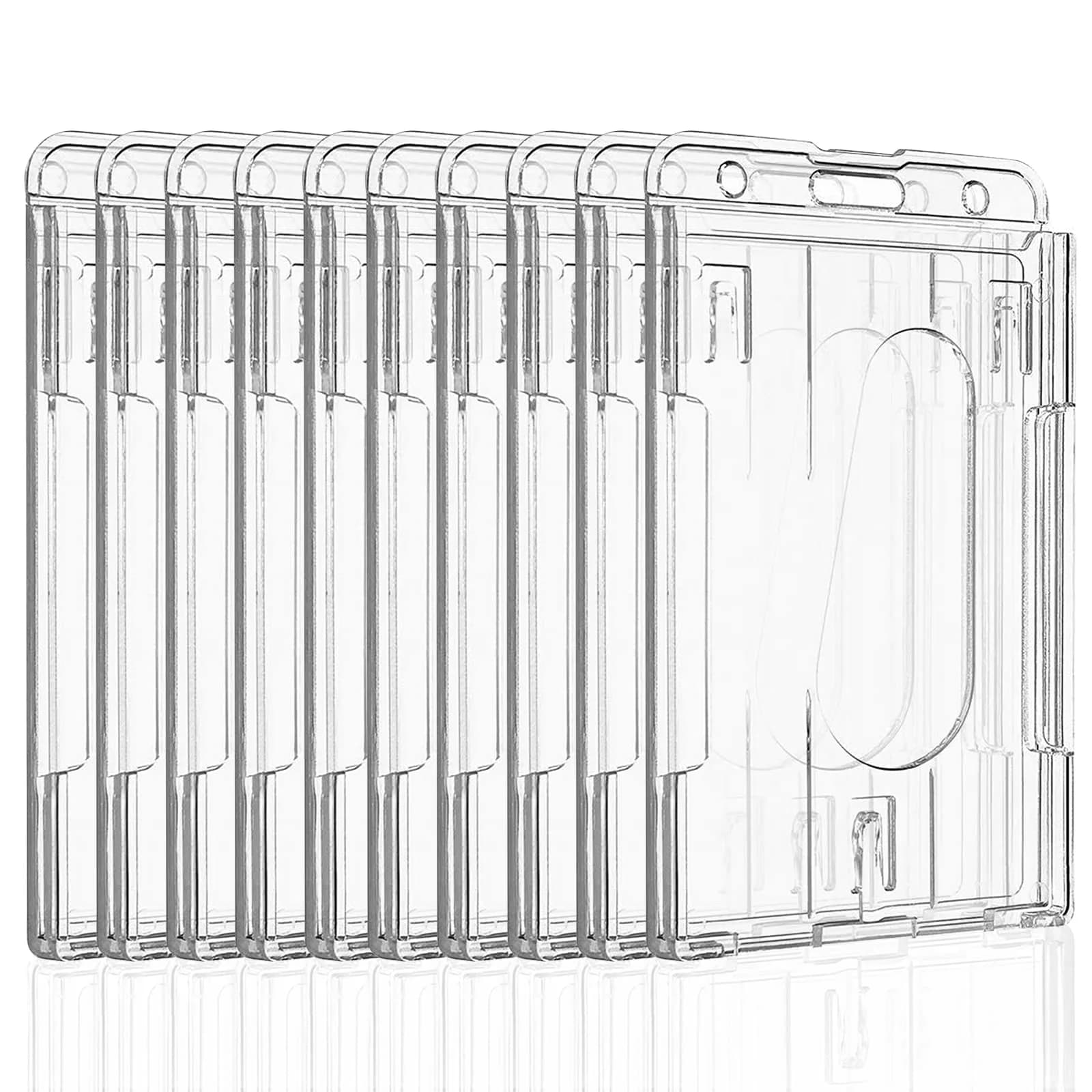 Pawfly 5 Pack Vertical 2-Card Badge Holders | Heavy Duty Polycarbonate ID Card Sleeves — Vertical
