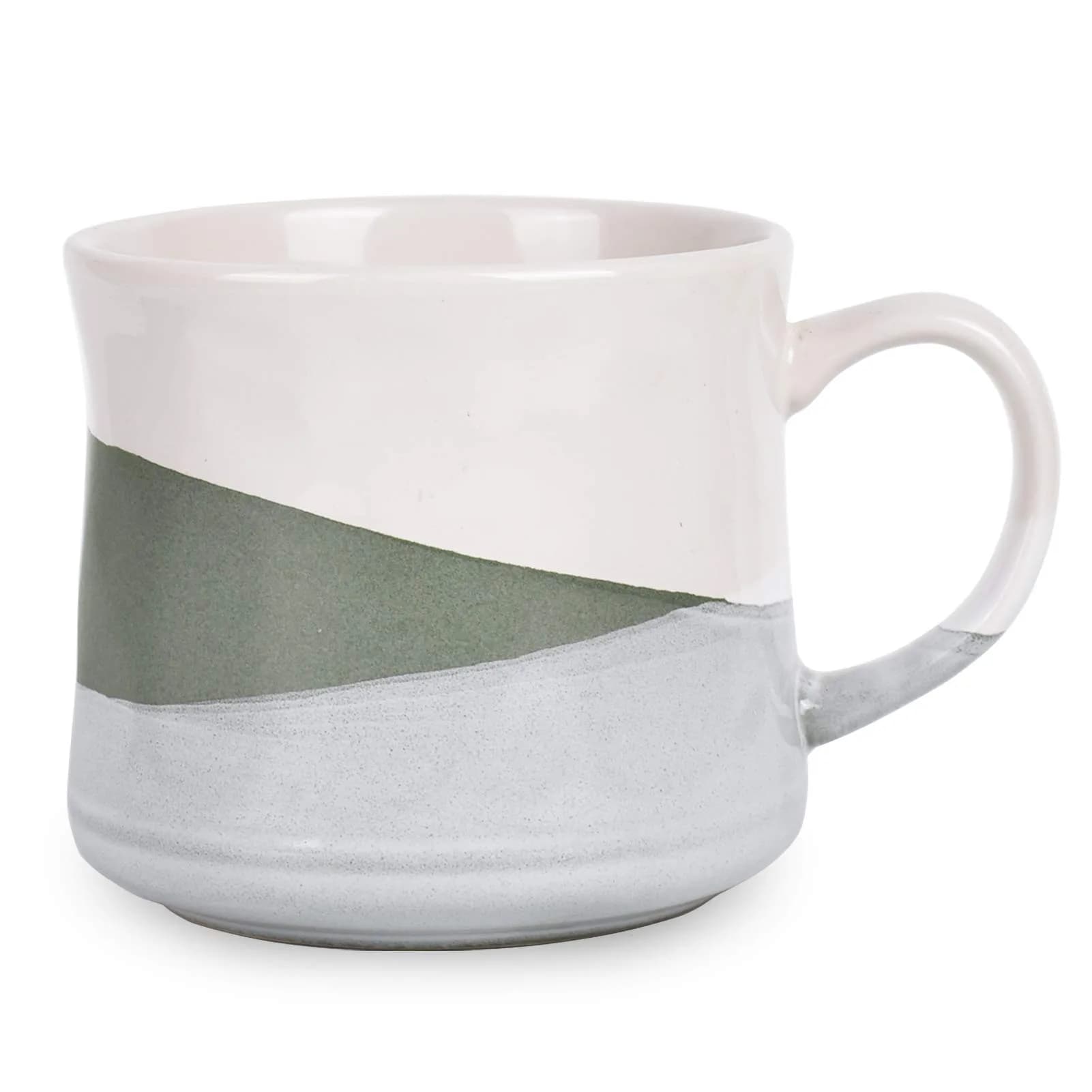 Bosmarlin Stoneware Coffee Mug 21 Oz | Dishwasher & Microwave Safe, Geometric-Green thumbnail 1