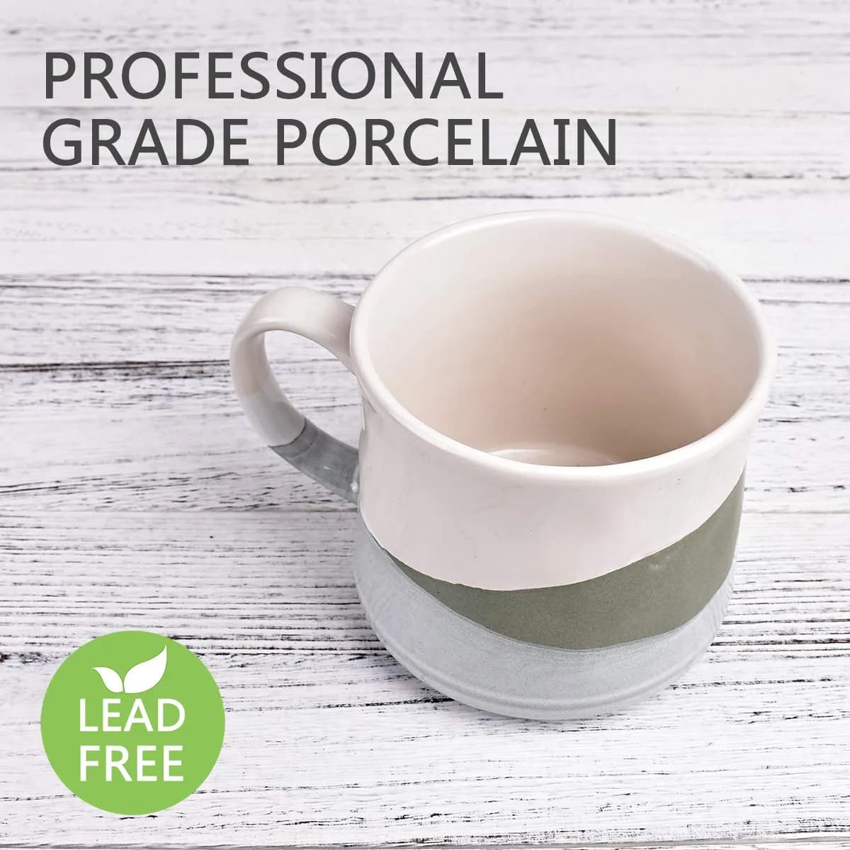 Bosmarlin Stoneware Coffee Mug 21 Oz | Dishwasher & Microwave Safe, Geometric-Green thumbnail 3