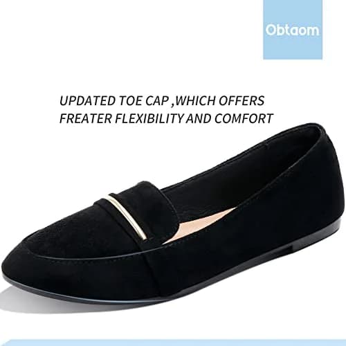 Obtaom Women's Pointy Toe Loafer Flat Faux Suede Shoes | Comfortable Work & Casual (70-120c) thumbnail 4