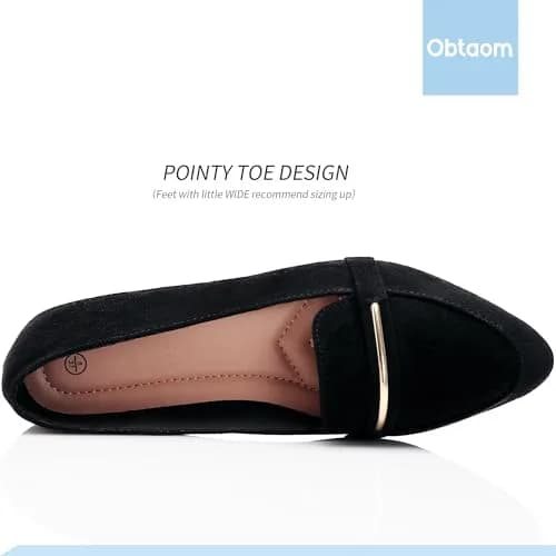 Obtaom Women's Pointy Toe Loafer Flat Faux Suede Shoes | Comfortable Work & Casual (70-120c) thumbnail 5